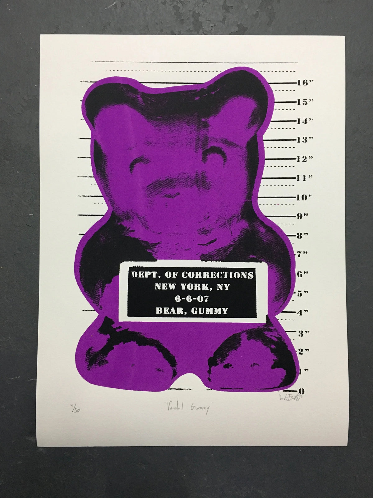 Vandal Gummy Plum Purple silkscreen by WhIsBe, 12 x 16 inches