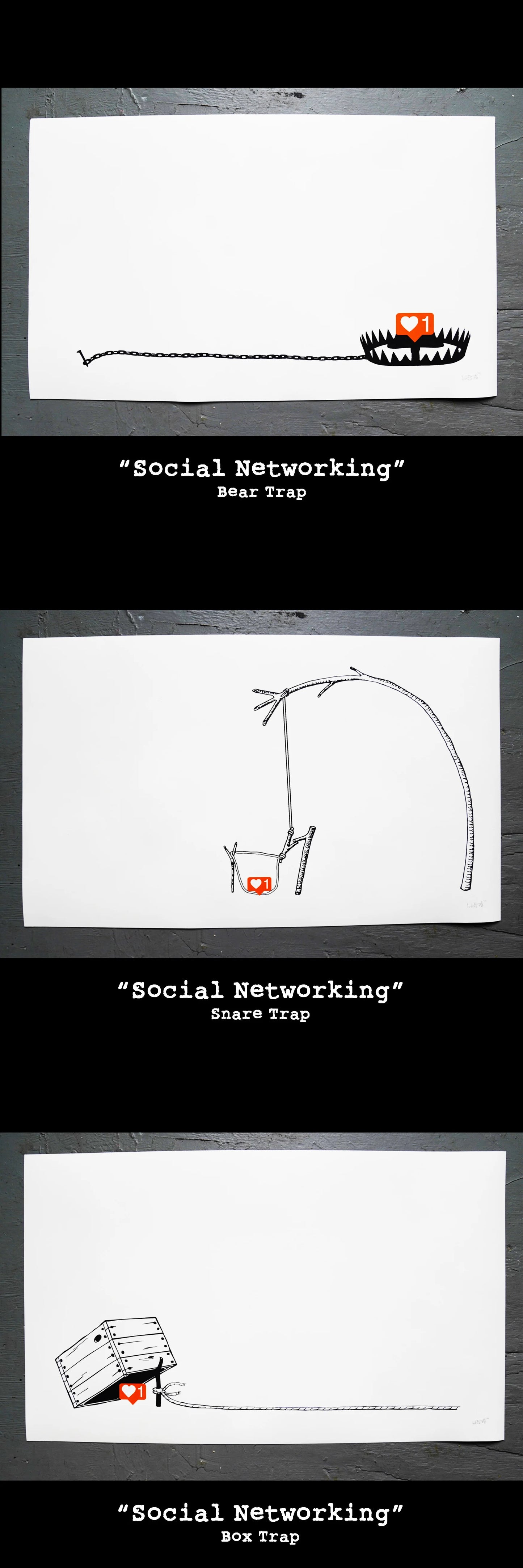 "Social Networking" Triptych Set
