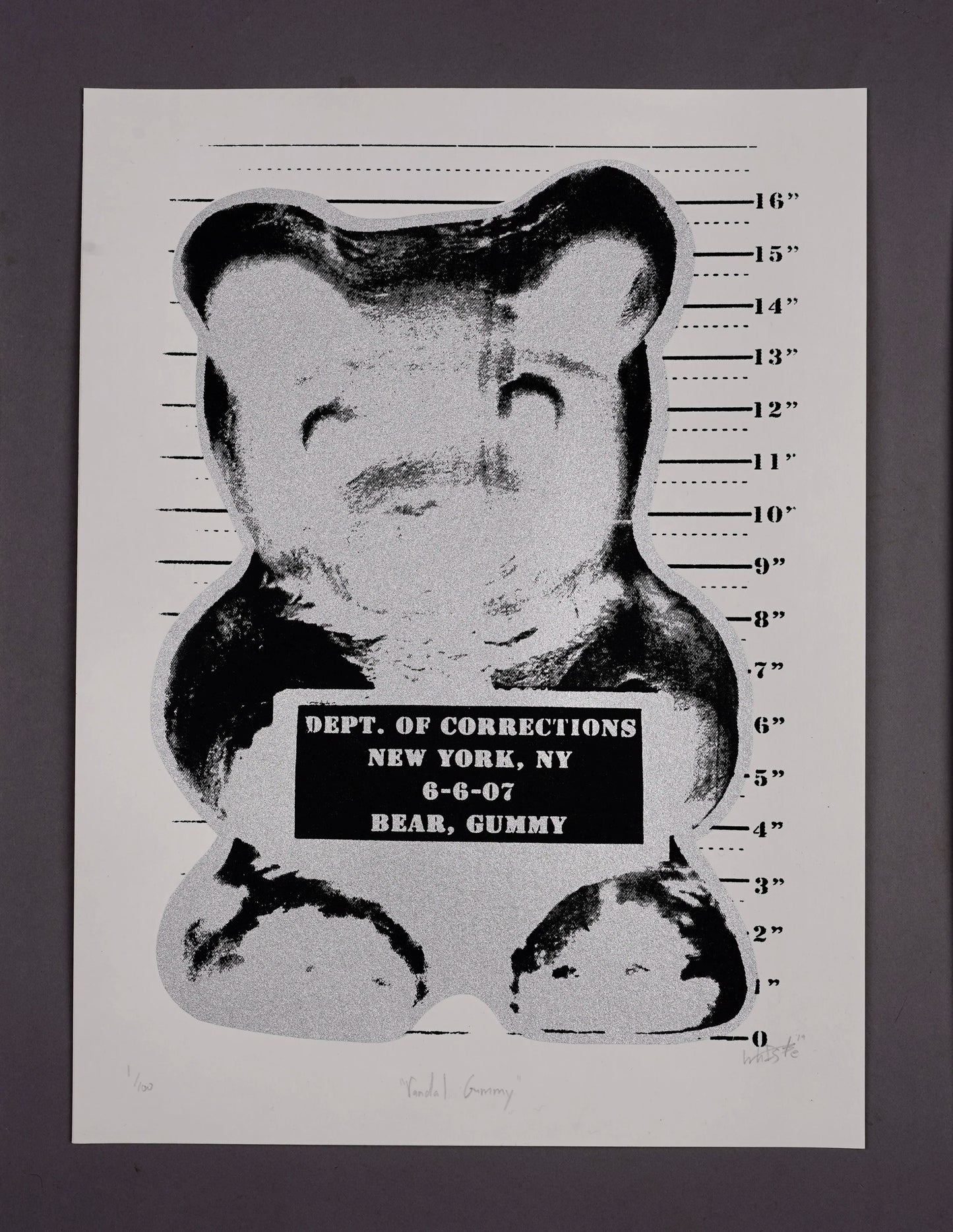 "VANDAL GUMMY" METALLIC SILVER SILKSCREEN 22"X30"