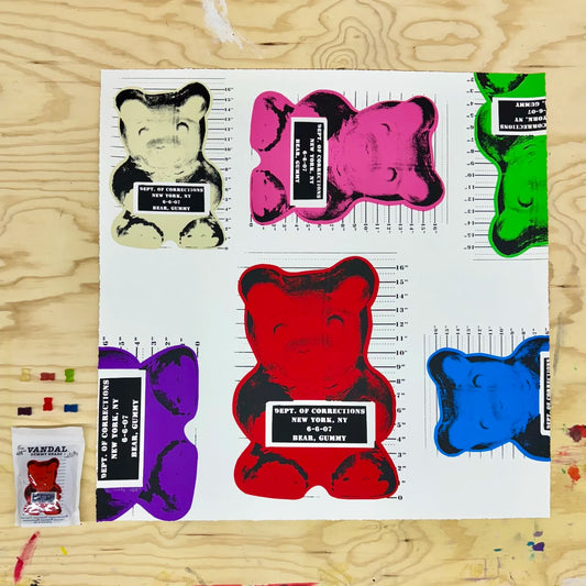 "Grab Bag" SILKSCREEN 35"X35" with a matching signed and numbered bag of Vandal Gummy Bears