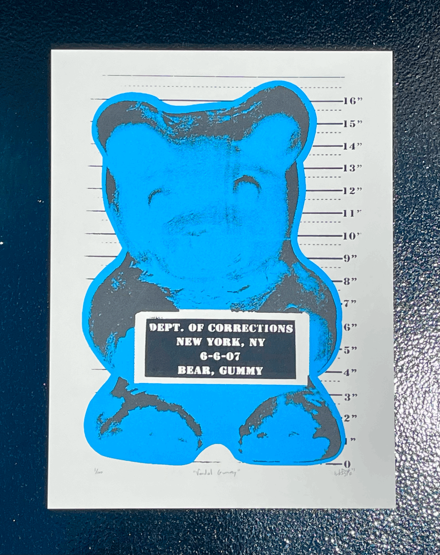 "VANDAL GUMMY" BLUE SILKSCREEN 12"X16"