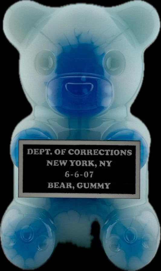 12-inch unique translucent blue and white Vandal Gummy resin sculpture by WhIsBe