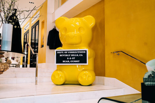 7-foot Bijan Yellow Vandal Gummy sculpture by WhIsBe
