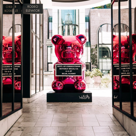 7-foot Pink Chrome Vandal Gummy sculpture by WhIsBe
