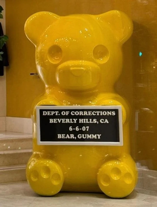 7-foot Yellow Vandal Gummy sculpture by WhIsBe