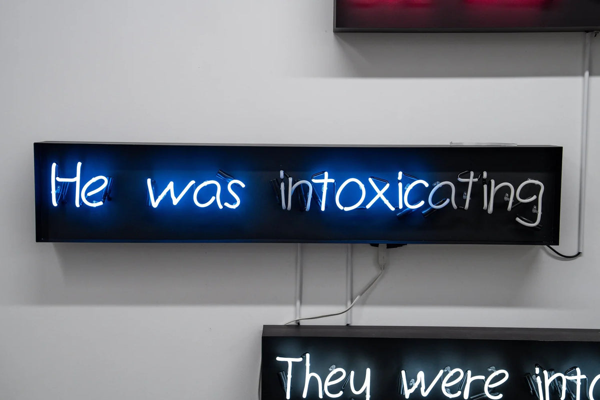 Detail of He Was inTOXICating neon artwork by WhIsBe
