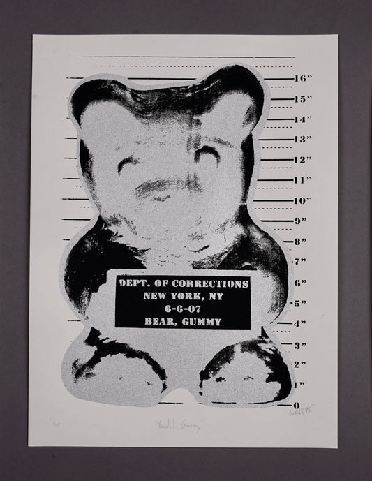 Vandal Gummy Metallic Silver silkscreen by WhIsBe, 12 x 16 inches