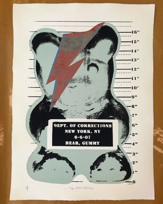 Diamond Dusted Vandal Gummy Ziggy Stardust silkscreen by WhIsBe, 22 x 30 inches